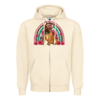 French Bulldog Floral Rainbow Zipper Hoodie | Teevron
