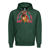Sports Green french bulldog floral rainbow Zipper Hoodie - Artiststas