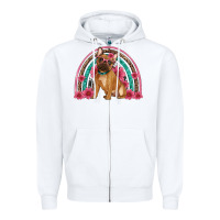 White french bulldog floral rainbow Zipper Hoodie - Artiststas
