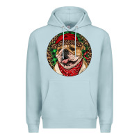 Blue Mist Christmas English Bulldog Premium Hoodie - RanaPortraitStore