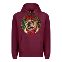 Burgundy Christmas English Bulldog Premium Hoodie - RanaPortraitStore