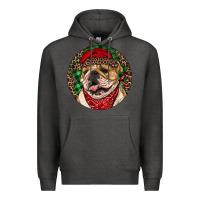 Charcoal Heather Christmas English Bulldog Premium Hoodie - RanaPortraitStore