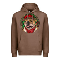 Chestnut Christmas English Bulldog Premium Hoodie - RanaPortraitStore