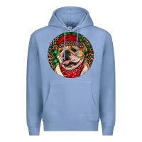 Colony Blue Christmas English Bulldog Premium Hoodie - RanaPortraitStore