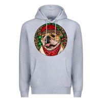 Heather Grey Christmas English Bulldog Premium Hoodie - RanaPortraitStore