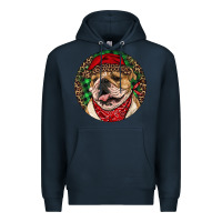Navy Christmas English Bulldog Premium Hoodie - RanaPortraitStore