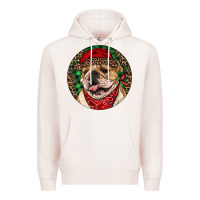 Pale Pink Christmas English Bulldog Premium Hoodie - RanaPortraitStore
