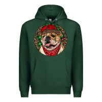 Sports Green Christmas English Bulldog Premium Hoodie - RanaPortraitStore