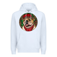 White Christmas English Bulldog Premium Hoodie - RanaPortraitStore