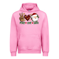 Fuchsia Pink peace love Santa Urban Hoodie - AdoDesignShop