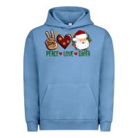 Pigment Pebble Blue peace love Santa Urban Hoodie - AdoDesignShop