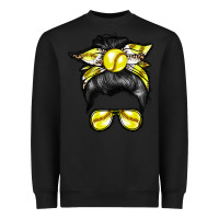 Black softball mom Heavyweight Sweatshirt - RacoonDesign