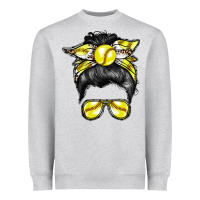 Heather Grey softball mom Heavyweight Sweatshirt - RacoonDesign