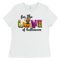 White For the love of Halloween Ladies Tee - NancyCooperArtShop