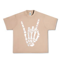 Burro Rock Hand Sign Skeleton Rock N Roll Halloween Faux Pocket Urban Heavy Tee - longCreatives