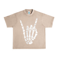 French Oak Rock Hand Sign Skeleton Rock N Roll Halloween Faux Pocket Urban Heavy Tee - longCreatives