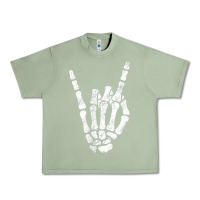 Oil Green Rock Hand Sign Skeleton Rock N Roll Halloween Faux Pocket Urban Heavy Tee - longCreatives