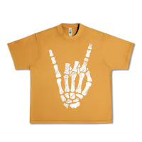 Peanut Butter Rock Hand Sign Skeleton Rock N Roll Halloween Faux Pocket Urban Heavy Tee - longCreatives