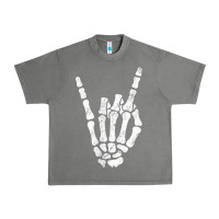 Tornado Rock Hand Sign Skeleton Rock N Roll Halloween Faux Pocket Urban Heavy Tee - longCreatives