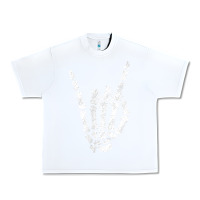 White Rock Hand Sign Skeleton Rock N Roll Halloween Faux Pocket Urban Heavy Tee - longCreatives