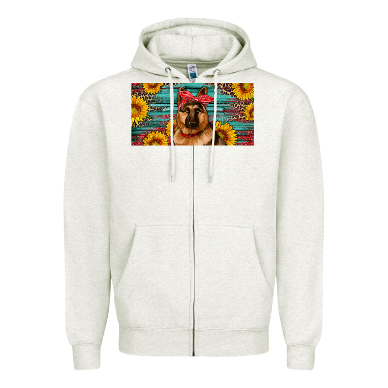 German Shepherd With Sunflowers License Plate Zipper Hoodie by Artiststas | Teevron