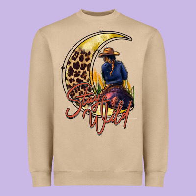Stay Wild Moon Cowgirl Heavyweight Sweatshirt Designed By Racoondesign