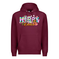 Burgundy Happy Easter Premium Hoodie - CowhideDigitalArt