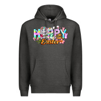 Charcoal Heather Happy Easter Premium Hoodie - CowhideDigitalArt