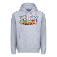 Heather Grey Happy Easter Premium Hoodie - CowhideDigitalArt