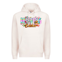 Pale Pink Happy Easter Premium Hoodie - CowhideDigitalArt