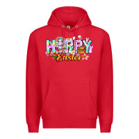 Red Happy Easter Premium Hoodie - CowhideDigitalArt