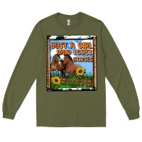 Army Green western just a girl who loves horses Long Sleeve Tee - OliviaCreatesArt