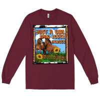 Burgundy western just a girl who loves horses Long Sleeve Tee - OliviaCreatesArt