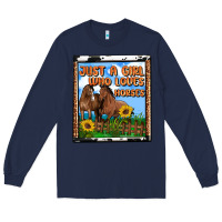 Navy western just a girl who loves horses Long Sleeve Tee - OliviaCreatesArt