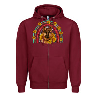 Burgundy german shepherd rainbow Zipper Hoodie - Artiststas