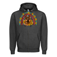 Charcoal Heather german shepherd rainbow Zipper Hoodie - Artiststas