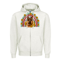 Oatmeal Heather german shepherd rainbow Zipper Hoodie - Artiststas