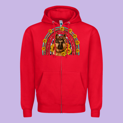 German Shepherd Rainbow Zipper Hoodie Designed By Artiststas