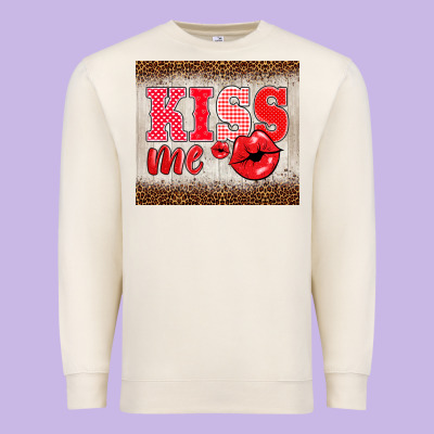 Valentine's Day Kiss Me Premium Sweatshirt Designed By Barkaloodesign