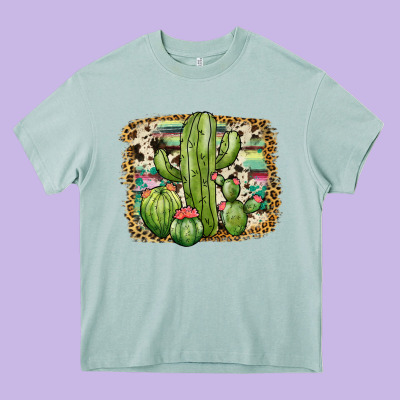 Serape Cowhide Cactus Heavy Core Tee Designed By Jahusdesignshop