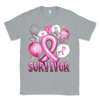 Heather Grey Balloons cancer ribbon survivor Classic Tee - Artiststas