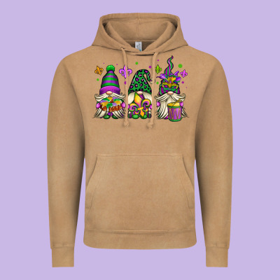 Mardi Gras Gnomes Vintage Hoodie Designed By Oliviacreatesart