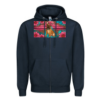 Navy french bulldog floral license plate Zipper Hoodie - Artiststas