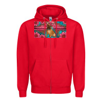 Red french bulldog floral license plate Zipper Hoodie - Artiststas