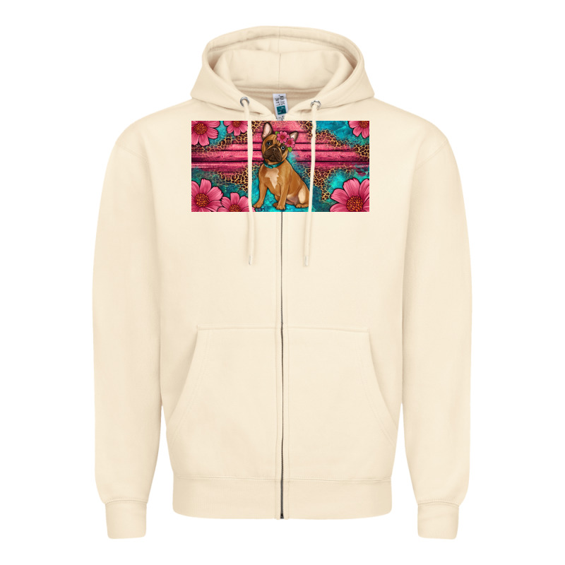 French Bulldog Floral License Plate Zipper Hoodie by Artiststas | Teevron
