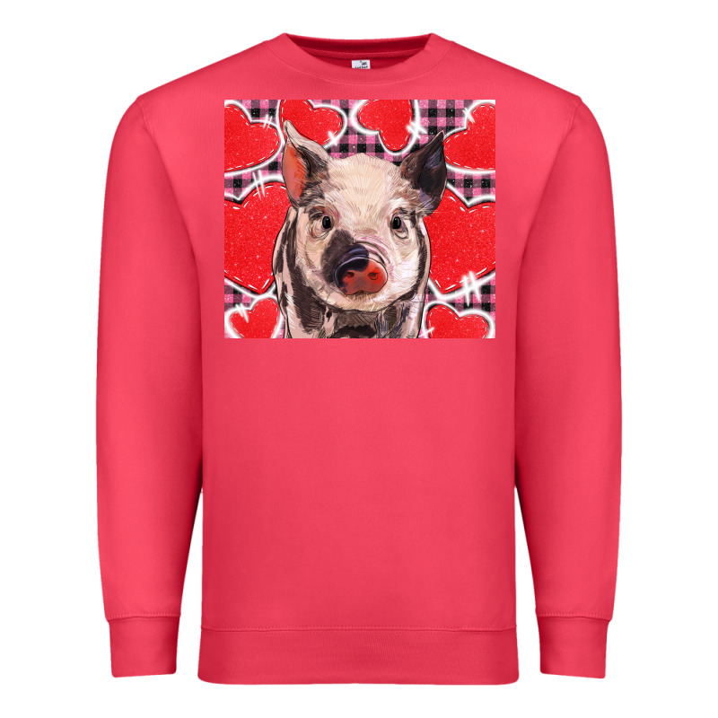 Valentine's Day Glitter Hearts Pig Premium Sweatshirt by BarkalooDesign | Teevron