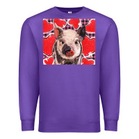 Purple valentine's day glitter hearts pig Premium Sweatshirt - BarkalooDesign