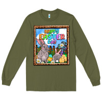 Army Green Happy Easter Day Long Sleeve Tee - OliviaCreatesArt