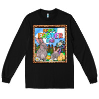 Black Happy Easter Day Long Sleeve Tee - OliviaCreatesArt