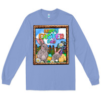 Colony Blue Happy Easter Day Long Sleeve Tee - OliviaCreatesArt